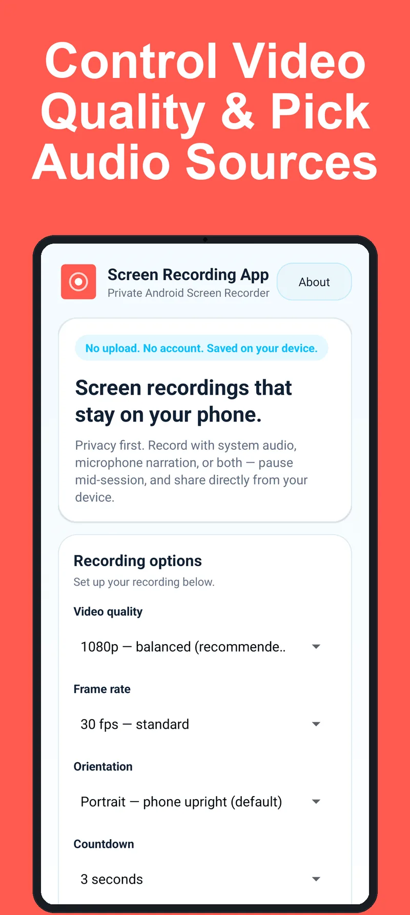 Video quality and audio source settings