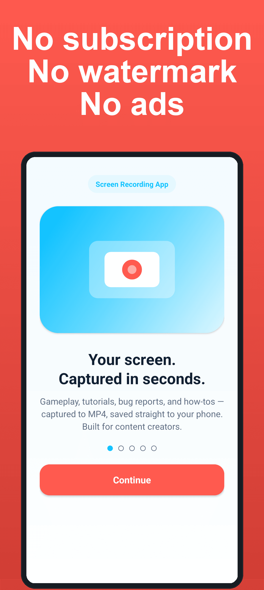 Screen Recording App - no subscription, no watermark, no ads