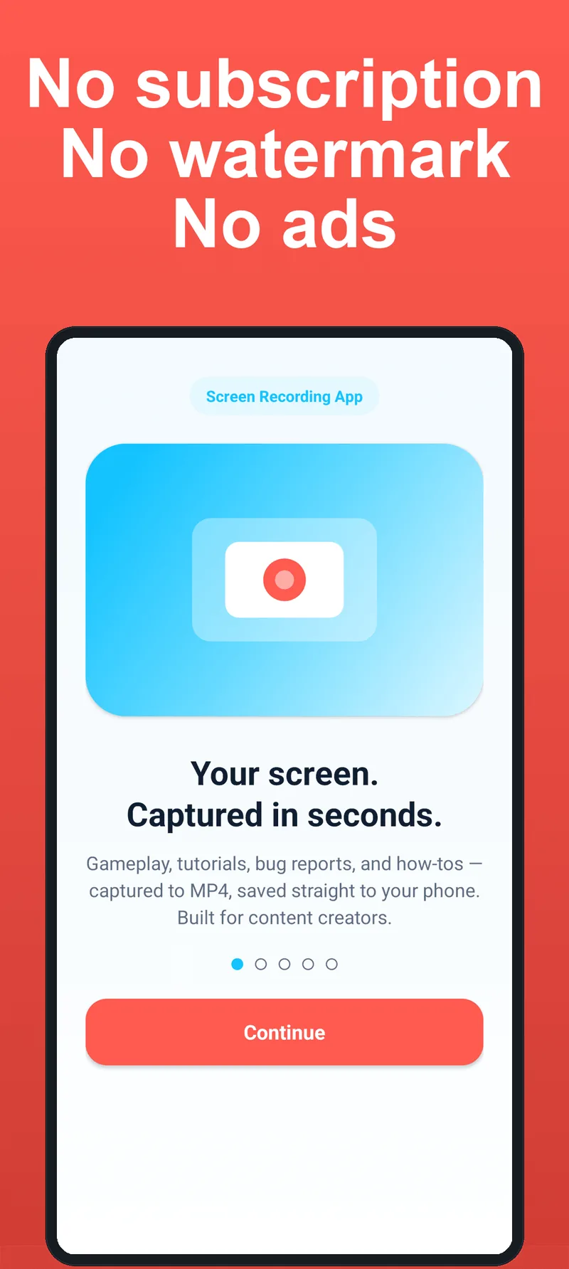 Screen Recording App - no subscription, no watermark, no ads